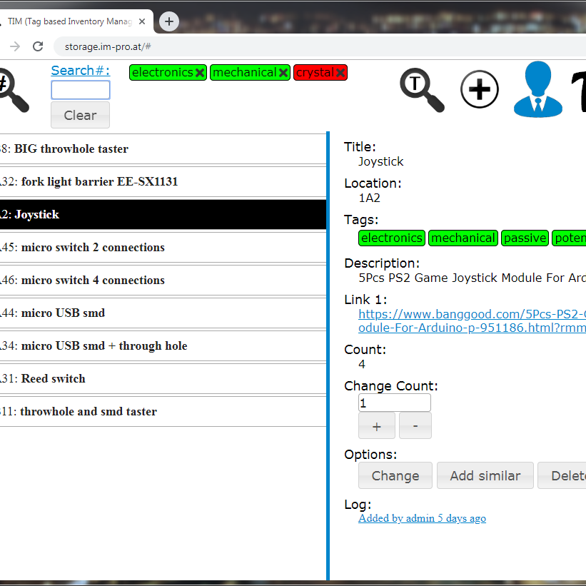 2019: TIM (Tag based Inventory Management System)